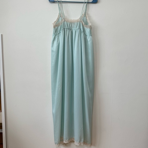 Givenchy Vintage 1980's Robin's Egg Blue Lace Trim Slip Gown - Picture 3 of 7